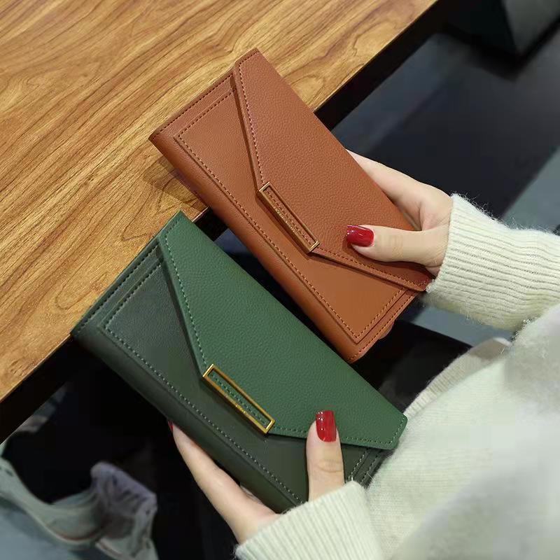 Long Wallet 2024 New Women's Retro PU Wallet Large Capacity Long Fresh Multi functional Buckle Wallet Japanese and Korean Retro Zero Wallet