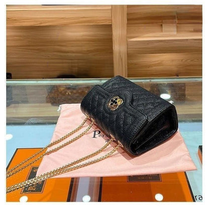 2024 Summer New Caviar Solid Chain Bag Commuting Versatile Small Square Bag Refined Fourleaf Grass Single Shoulder Bag Elegant Crossbody Bag Daily Leisure Handheld Women's Bag Premium