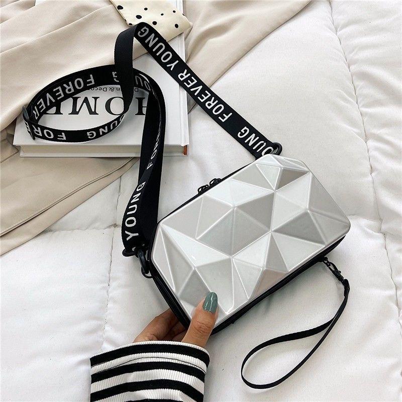 2024 new fashion small square bag trend personality slanting shoulder bag mini luggage bag fashion versatile bag mobile phone bag mini bag cute girl bag