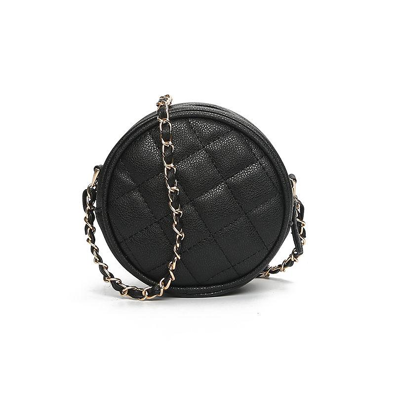 Women's Bag 2024 New Korean Style Versatile Solid Color Mini Small round Bag Rhombus Shoulder Bag Women's Crossbody Chain Bag