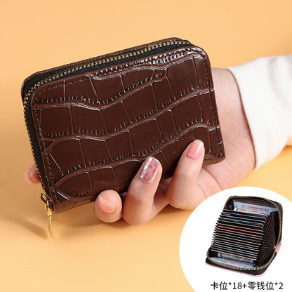 Online Red Card Bag Anti demagnetization Large Capacity Multi card Position Driving Document Clip Cover Crocodile Pattern Zero Wallet Integrated Card Bag Female