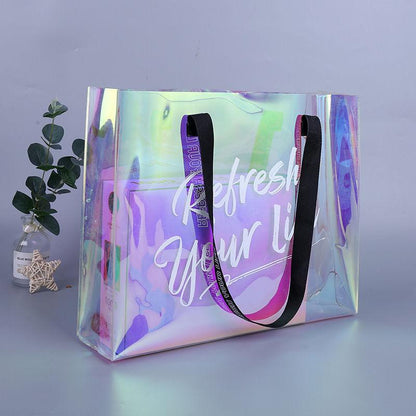 Laser Bag Custom Logo Wholesale Transparent PvE Handbag Custom Colorful Christmas Bag Personality Thickening TPU