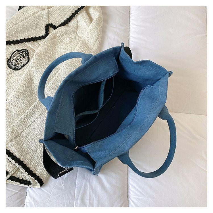 Canvas Simple Tote Bag 2024 New Korean Fashion Handbag Net Red Tide Flow Wide Shoulder Strap One Shoulder Crossbody Bag New Quality Canvas Tote Bag