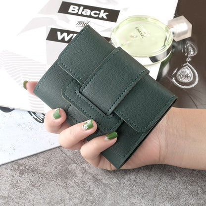 New Korean version solid color three fold women's wallet, change bag, handheld bag, student short wallet, wallet, card bag