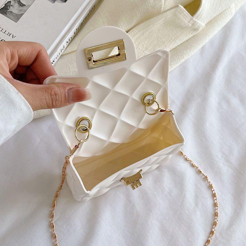 2024 New Fashion All-Match Jelly Pearl Chain Mini Square Bag One-Shoulder Crossboby Bag Women