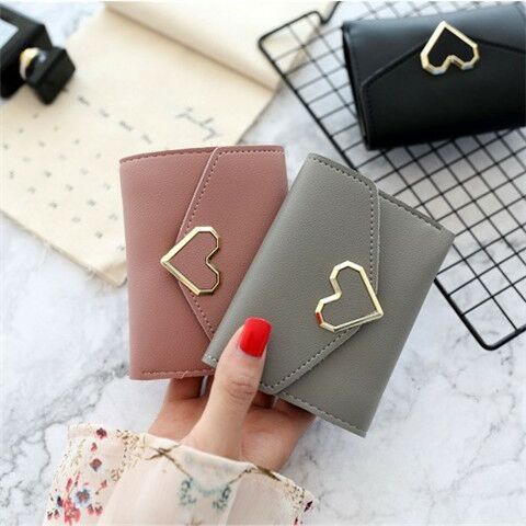 New Simple Short Wallet Women's Long Thin Korean Buckle Coin Purse Student Women's Wallet Women's Short