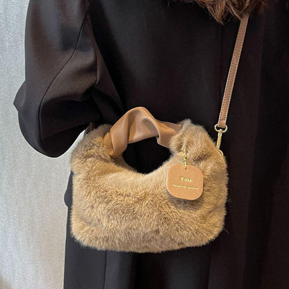 High Sense Plush Hand-Carrying Bag Bag Female 2024 New Fashion Autumn and Winter Fur Bag All-Match Niche Chain Messenger Bag