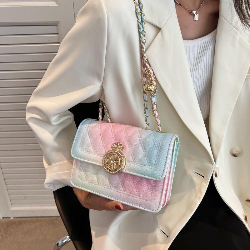 Fashionable cross bag women's 2024 new style elegant temperament versatile shoulder bag high sense hot selling cross bag small square bag chain bag