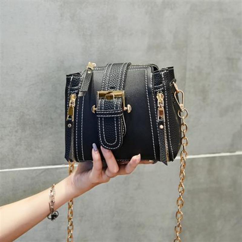 Women's 2024 Latest Fashion Retro Bucket Bag Korean Style Chain Shoulder Messenger Bag High-End Shoulder Bag