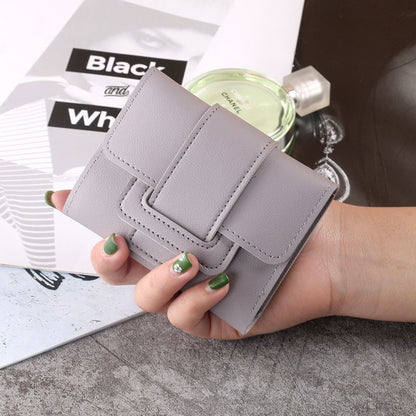 New Korean version solid color three fold women's wallet, change bag, handheld bag, student short wallet, wallet, card bag