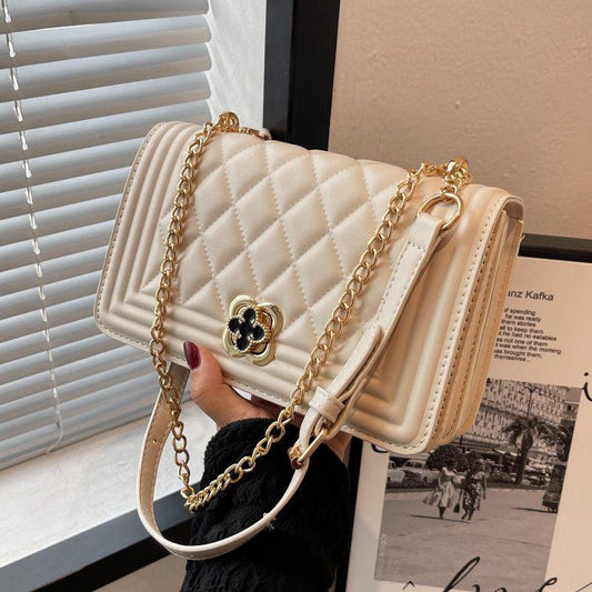 This year's popular small bag women's bag 2024 new summer women's classic rhombus solid color chain bag casual small cross-body bag daily commuting versatile shoulder bag exquisite high grade square bag