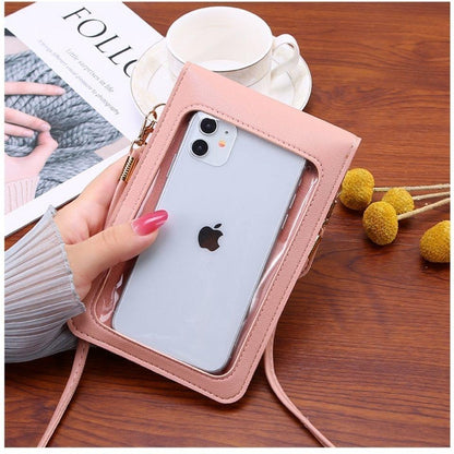 Mobile phone shoulder bag ladies touch screen mobile phone bag new student small bag simple and versatile Korean version one shoulder messenger small bag wallet women