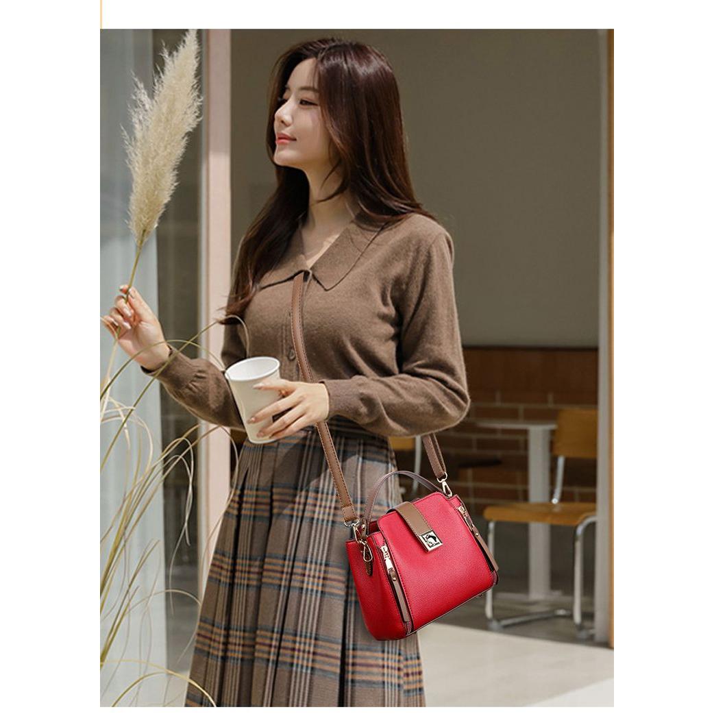 Fashion shoulder bag leather bag women's handbag 2024 new fashion single shoulder messenger bag large capacity bucket bag elegant commuter women's work bag