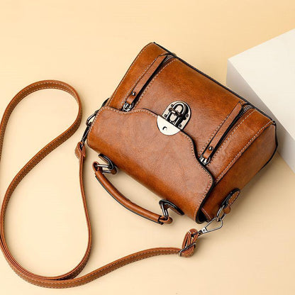 Vintage leather bag temperament shoulder bag elegant small bag women 2024 new fashion vintage handbag leather texture versatile soft leather small square bag advanced women's bag