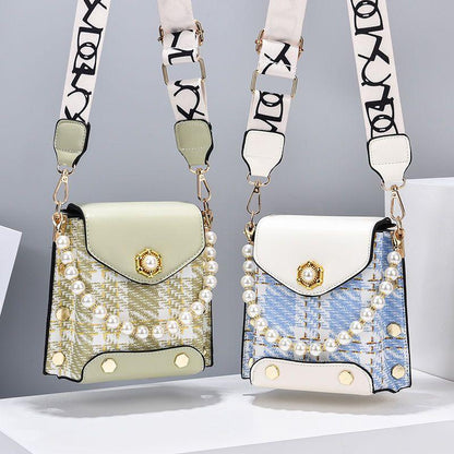 Elegant and lovely small bag, spring and summer, new popular color-blocking bag, women's 2024 popular style, high quality single shoulder bag, vertical style, mini cross-body, lightweight and versatile mobile phone bag