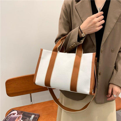 Messenger bag fashion commuter tote bag 2024 new large-capacity female canvas atmospheric simple shoulder bag hand-held