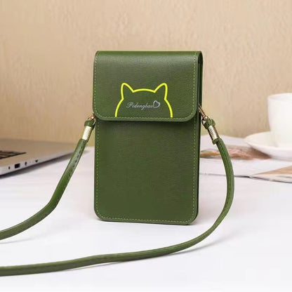 Mobile phone shoulder bag ladies touch screen mobile phone bag new student small bag simple and versatile Korean version one shoulder messenger small bag wallet women