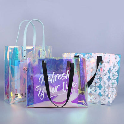 Laser Bag Custom Logo Wholesale Transparent PvE Handbag Custom Colorful Christmas Bag Personality Thickening TPU