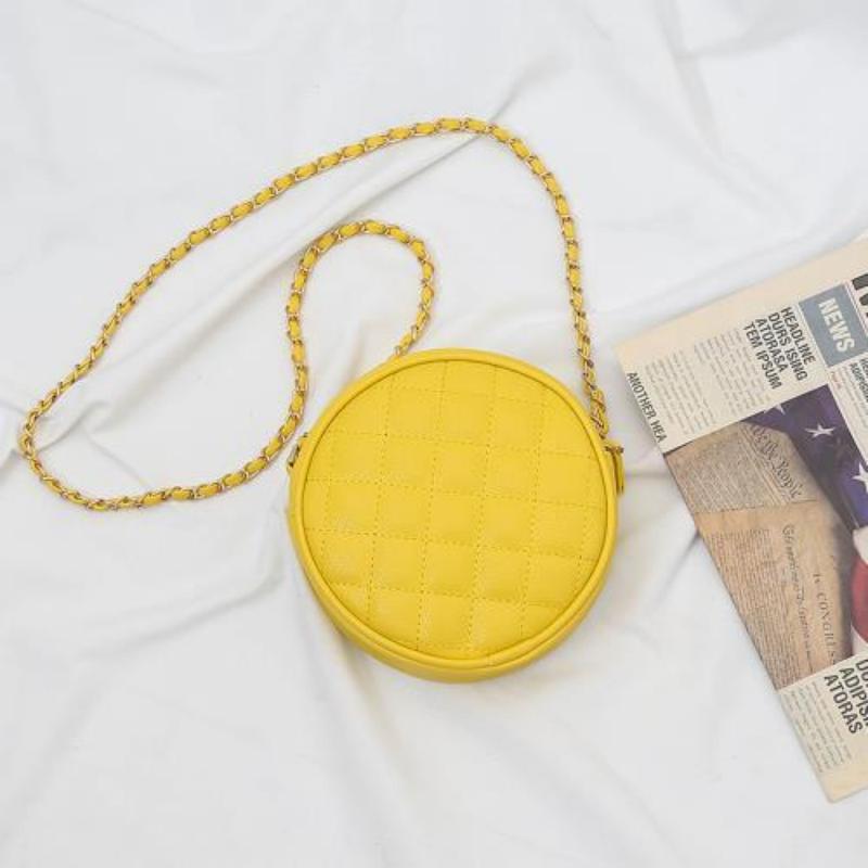 Women's Bag 2024 New Korean Style Versatile Solid Color Mini Small round Bag Rhombus Shoulder Bag Women's Crossbody Chain Bag