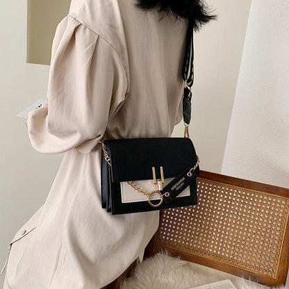 2024 Spring and Autumn New Women's Bag Korean Simple Crossbody Bag Leisure Versatile Comfortable Broadband Single-shoulder Skew Straddle Bag Elegant Contrast Panel Small Square Bag