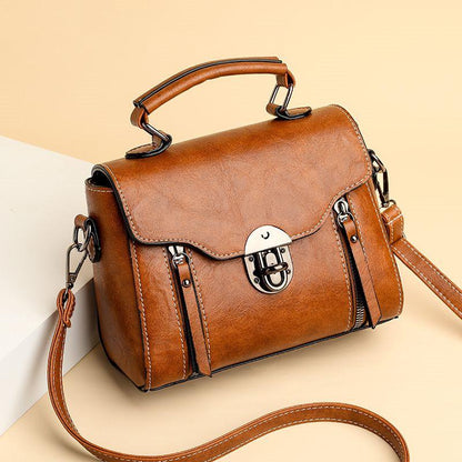 Vintage leather bag temperament shoulder bag elegant small bag women 2024 new fashion vintage handbag leather texture versatile soft leather small square bag advanced women's bag