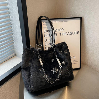 Popular bag female large capacity 2024 new fashion shoulder bag Joker texture shoulder commuter tote bag female