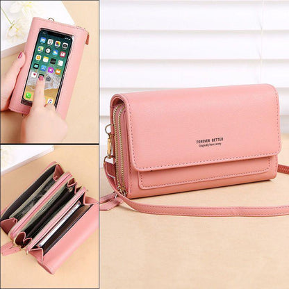 2024 new touch screen mobile phone bag Women's fashion Versatile one shoulder messenger bag Transparent mobile phone wallet