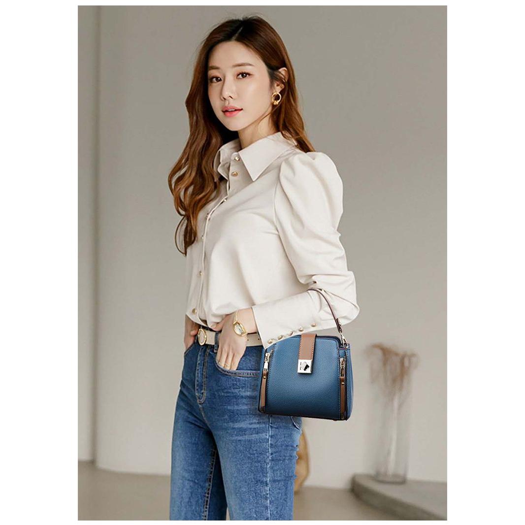 Fashion shoulder bag leather bag women's handbag 2024 new fashion single shoulder messenger bag large capacity bucket bag elegant commuter women's work bag