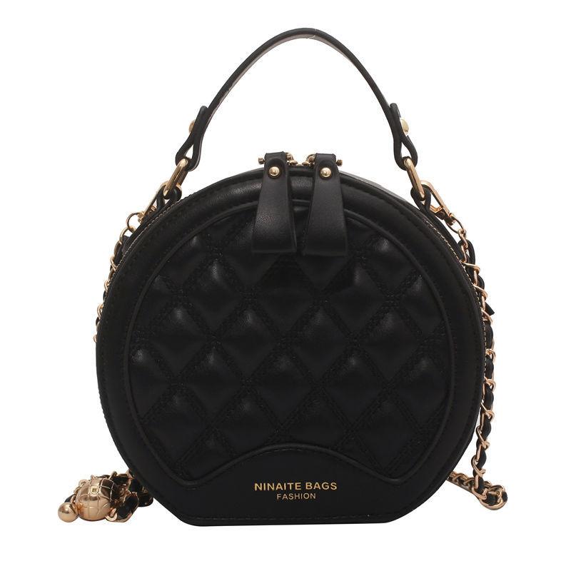 Popular bag women's 2024 new fashion fashion spring and summer handbag messenger bag versatile high-grade texture bag Lingge women's bag temperament women's chain bag black women's diagonal bag