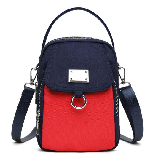 Canvas Contrast Solid Color Small Bag 2024 New Fashion Sports Casual Versatility Daily Mini Double Zipper Mobile Bag Women's Crossbody Lightweight Versatility Comfortable Delicate Handheld Multifunctional Women's Bag