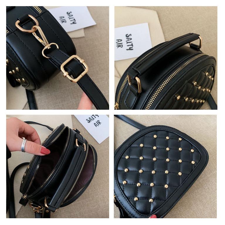 New Shoulder Bag Women 2024 New Crossbody Bag Trendy Rivet Handbag One Shoulder Bag Student Rivet Fashion Bag Temperament Women's Bag