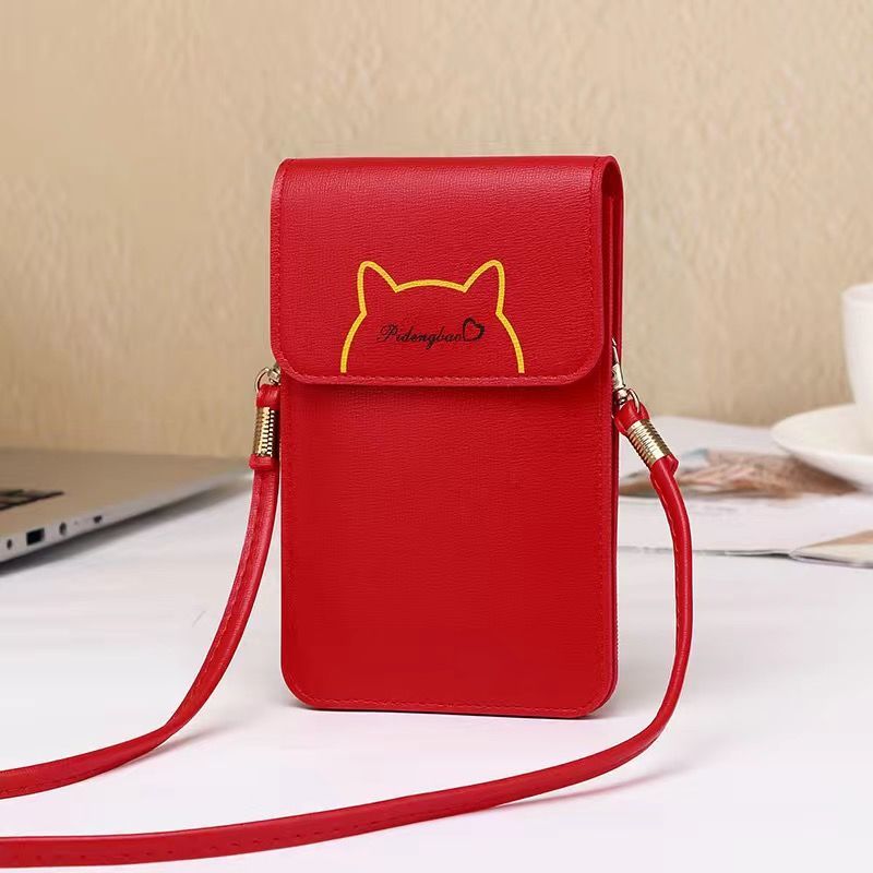 Mobile phone shoulder bag ladies touch screen mobile phone bag new student small bag simple and versatile Korean version one shoulder messenger small bag wallet women