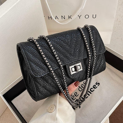 Black Square Pouch Women 2024 New Fashion Single Shoulder Bag Texture Rhombus Chain Bag Women's Shoulder Bag Shoulder Bag