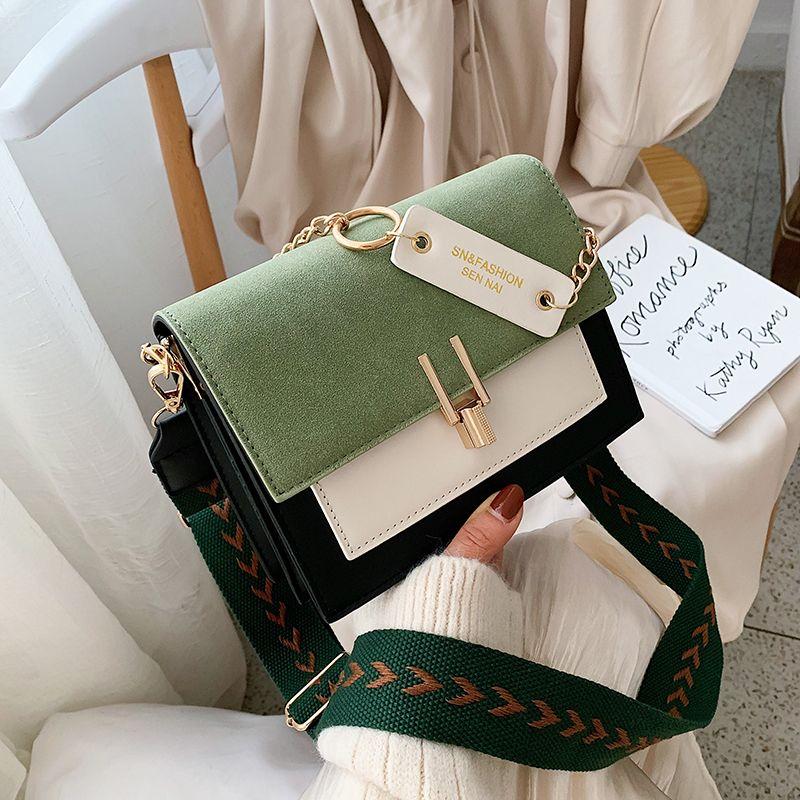 2024 Spring and Autumn New Women's Bag Korean Simple Crossbody Bag Leisure Versatile Comfortable Broadband Single-shoulder Skew Straddle Bag Elegant Contrast Panel Small Square Bag