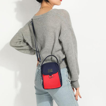 Canvas Contrast Solid Color Small Bag 2024 New Fashion Sports Casual Versatility Daily Mini Double Zipper Mobile Bag Women's Crossbody Lightweight Versatility Comfortable Delicate Handheld Multifunctional Women's Bag