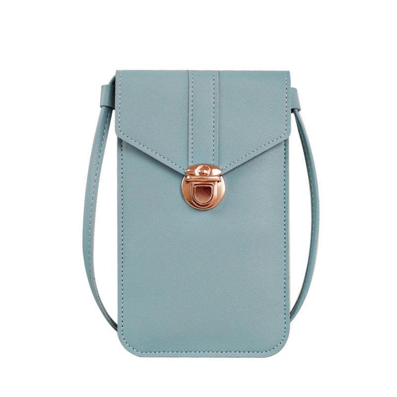 Women's mobile phone bag messenger bag 2024 mini heart-shaped metal decorative small mobile phone bag touch screen multi-function mobile phone bag shoulder small bag