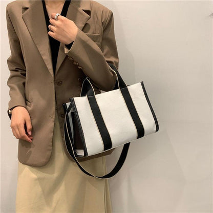 Messenger bag fashion commuter tote bag 2024 new large-capacity female canvas atmospheric simple shoulder bag hand-held