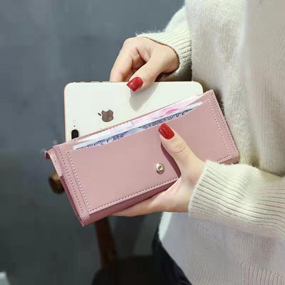 Long Wallet 2024 New Women's Retro PU Wallet Large Capacity Long Fresh Multi functional Buckle Wallet Japanese and Korean Retro Zero Wallet