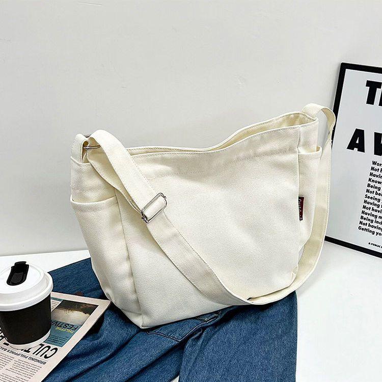 Simple canvas bag women's 2024 Japanese canvas bag women's messenger bag women's simple fashion cloth bag student casual large-capacity canvas shoulder bag women