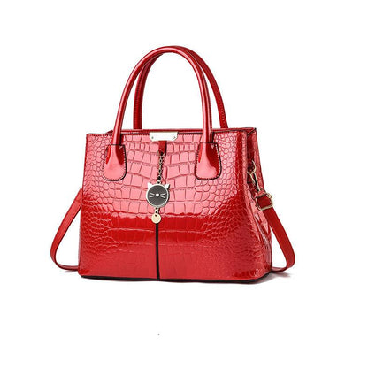 Bright leather handbag 2024 new stone pattern fashion simple women's bag large capacity single shoulder messenger bag high quality large capacity portable leather bag imitation crocodile skin women's bag