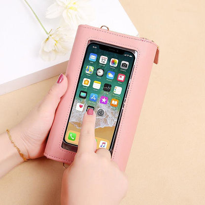 2024 new touch screen mobile phone bag Women's fashion Versatile one shoulder messenger bag Transparent mobile phone wallet