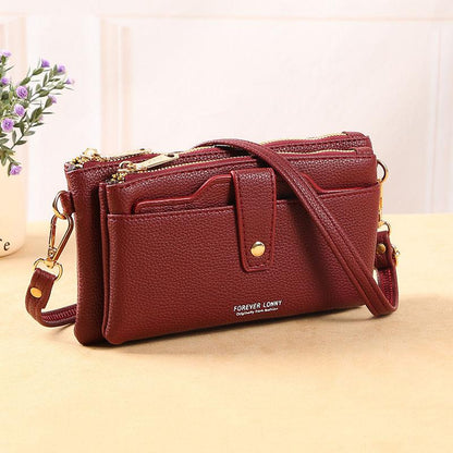 2024 New Pouch Women's Messenger Bag Mobile Phone Bag Korean Style Mature French Style Temperament Autumn and Winter Trendy One-Shoulder Bag