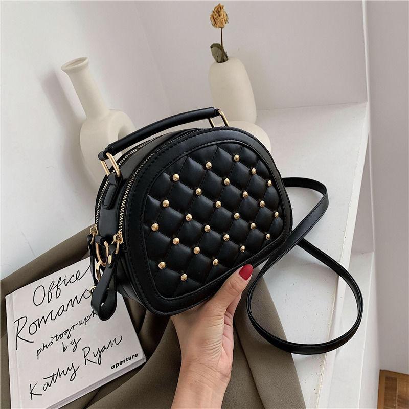 New Shoulder Bag Women 2024 New Crossbody Bag Trendy Rivet Handbag One Shoulder Bag Student Rivet Fashion Bag Temperament Women's Bag