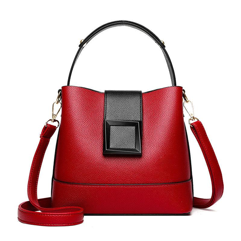 High quality bucket bag women's 2024 new fashion soft leather one-shoulder messenger bag versatile large capacity portable women's bag temperament women's bag advanced feeling women's bag