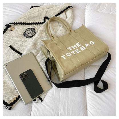 Canvas Simple Tote Bag 2024 New Korean Fashion Handbag Net Red Tide Flow Wide Shoulder Strap One Shoulder Crossbody Bag New Quality Canvas Tote Bag