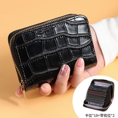 Online Red Card Bag Anti demagnetization Large Capacity Multi card Position Driving Document Clip Cover Crocodile Pattern Zero Wallet Integrated Card Bag Female