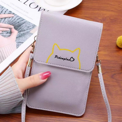 Mobile phone shoulder bag ladies touch screen mobile phone bag new student small bag simple and versatile Korean version one shoulder messenger small bag wallet women