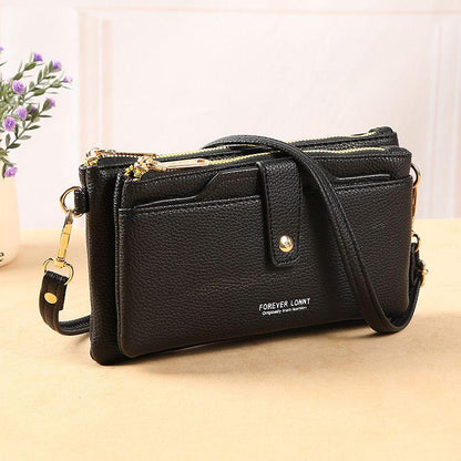 2024 New Pouch Women's Messenger Bag Mobile Phone Bag Korean Style Mature French Style Temperament Autumn and Winter Trendy One-Shoulder Bag