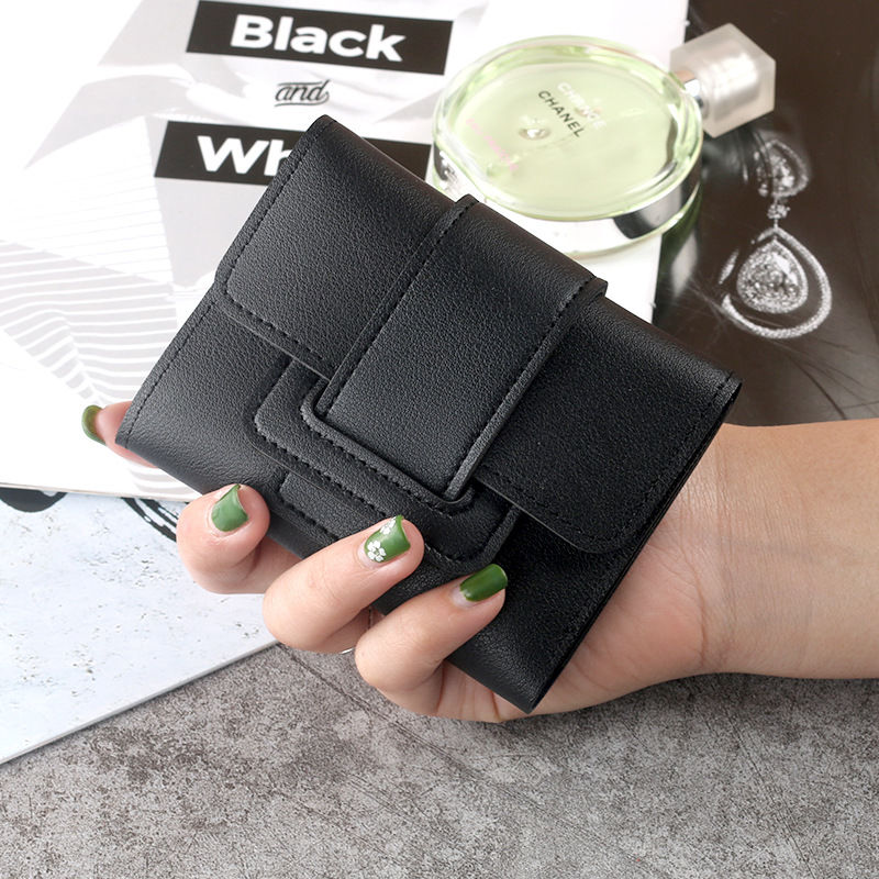 New Korean version solid color three fold women's wallet, change bag, handheld bag, student short wallet, wallet, card bag