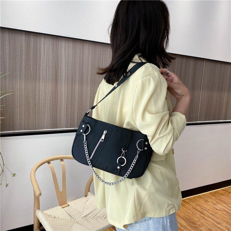 Fashion underarm bag 2024 new trend personality versatile one-shoulder messenger bag nylon cloth chain handbag women's high-quality underarm bag small bag